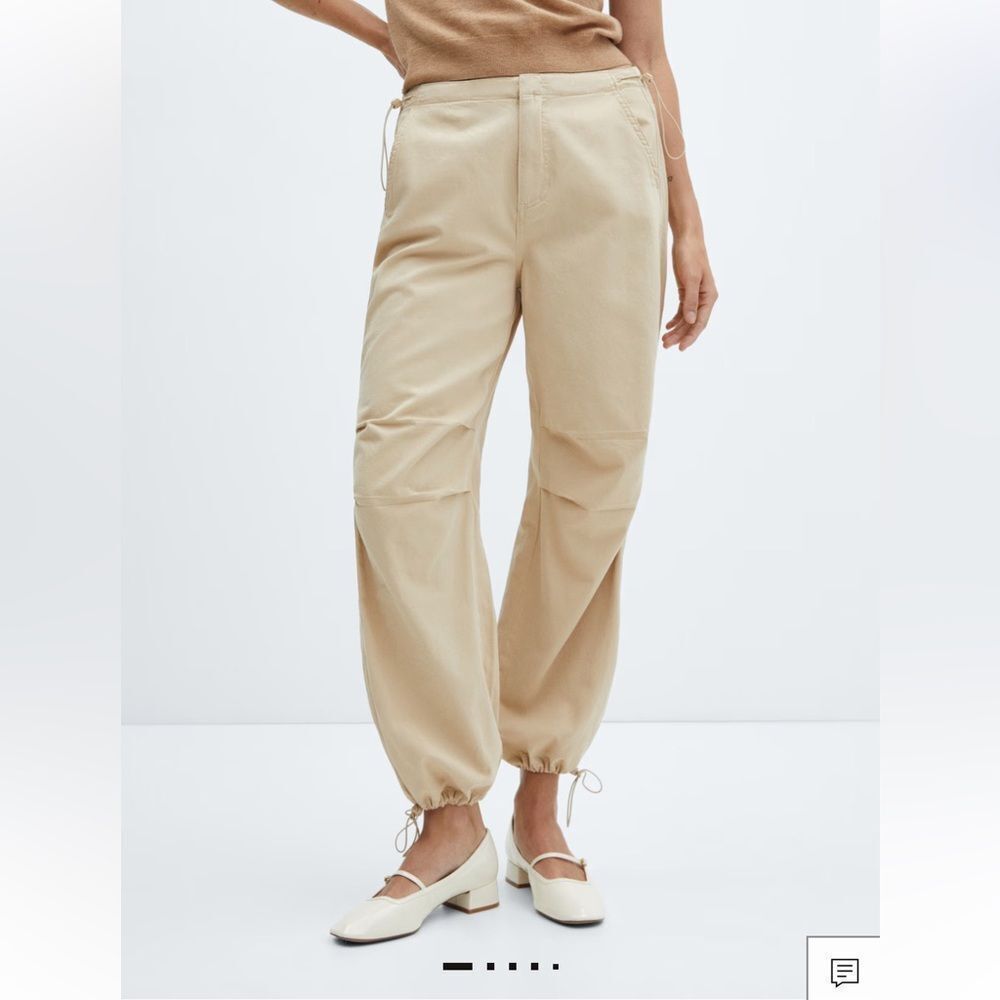 Mango Beige Jogger PARACHUTE Pants in beige size XS NWT